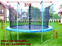 Trampolina ogrodowa marki TOP FITNESS z siatką wewnętrzną o średnicy 312 cm 10 FT  