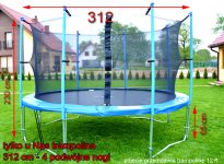 Trampolina ogrodowa marki TOP FITNESS z siatką wewnętrzną o średnicy 312 cm 10 FT  