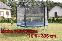 SIATKA ZEWNĘTRZNA DO TRAMPOLINY 10 FT - 305 CM TRAMPOLINA 6 SŁUPKÓW