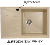 Zlewozmywak granitowy APOLLO wpuszczany w blat kolor piaskowy